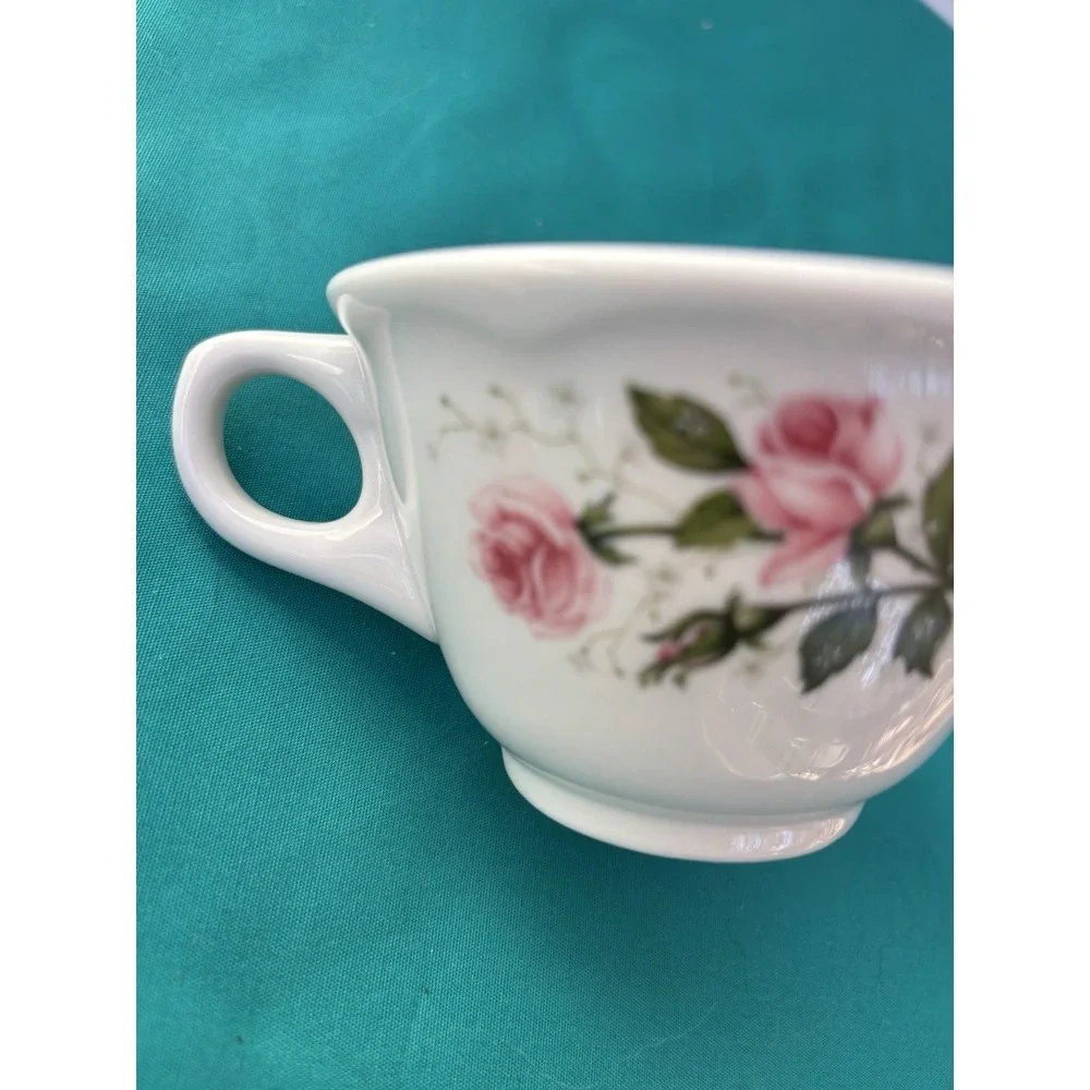 2 Handled Cup & Saucer By Jackson China Roses Floral Restaurant Ware Vintage